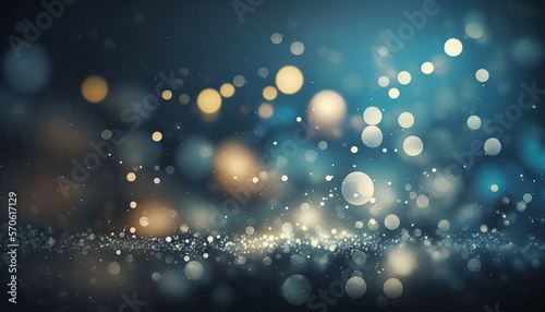 Beautiful abstract background with blue blurred bokeh light on dark background and bokeh effect blur. AI Generated Art.