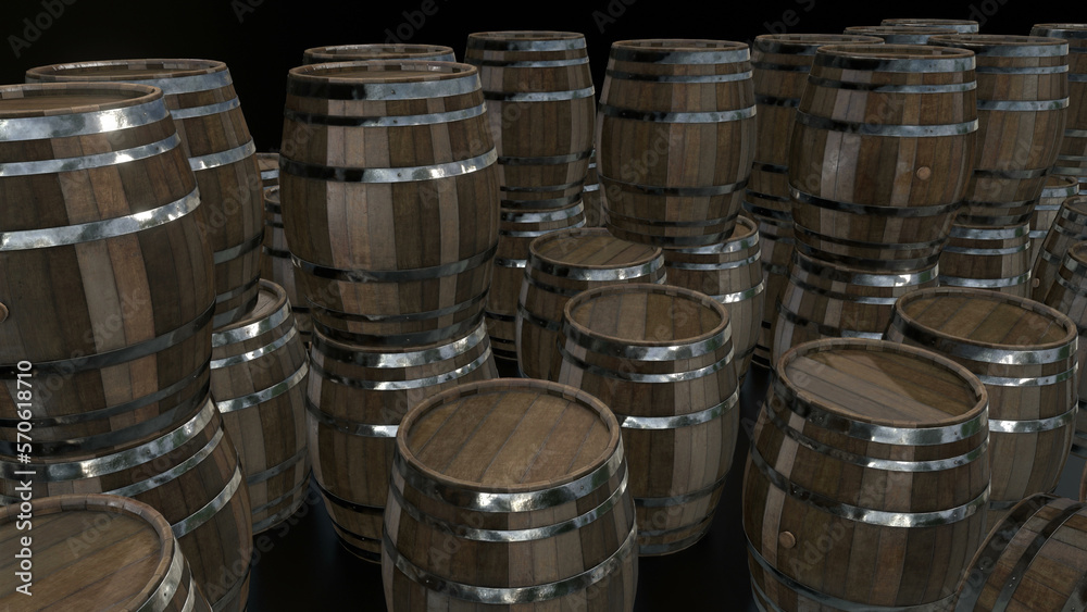 Wine Barrel Background 3d render Wine Barrel Background 3d render