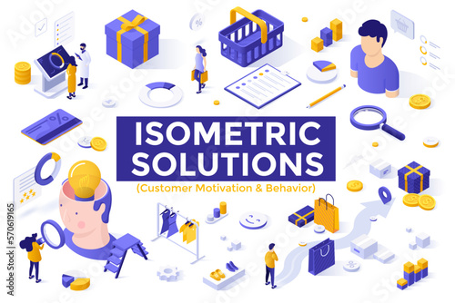 Collection Of Isometric Vector Elements