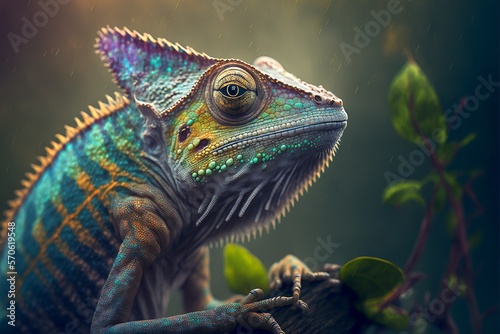 Chameleon portrait  close-up  Generative AI