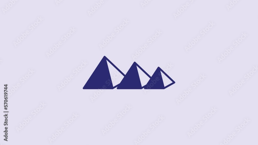 Blue Egypt pyramids icon isolated on purple background. Symbol of ancient Egypt. 4K Video motion graphic animation Blue Egypt pyramids icon isolated on purple background. Symbol of ancient Egypt. 4K Video motion graphic animation