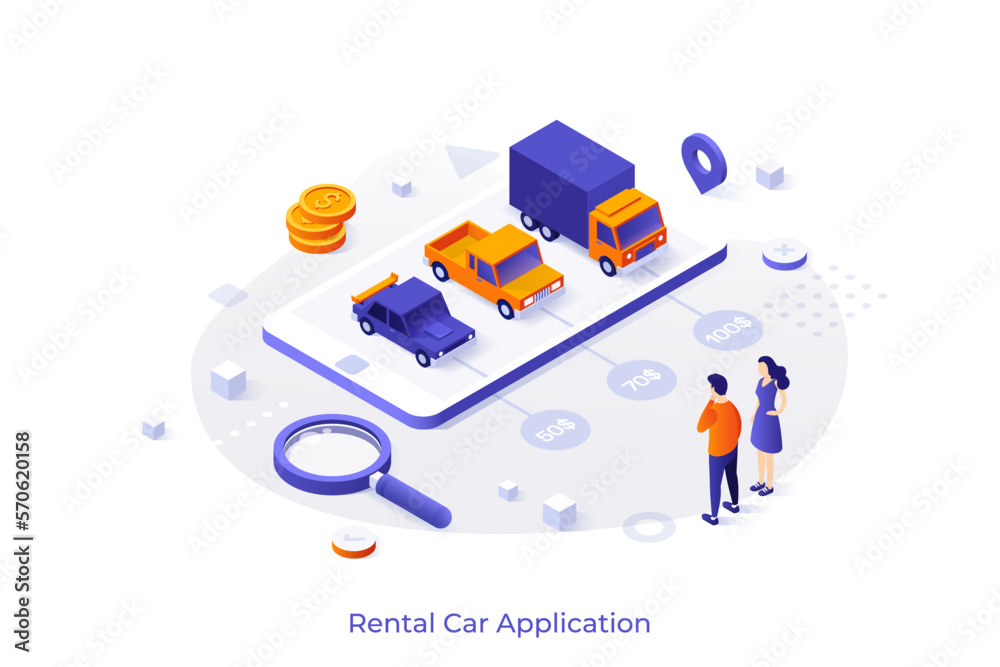 Naklejka premium Vector Concept For Isometric Business Scene