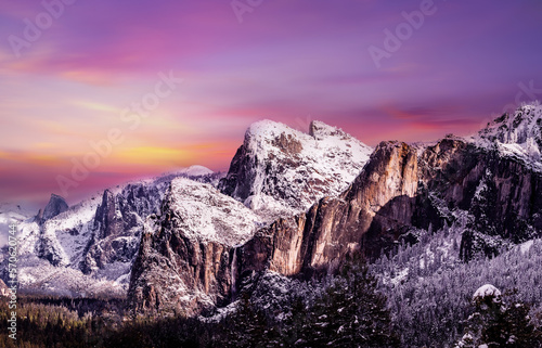 Yosemite national park in winter season,Yosemite National park,California, USA
