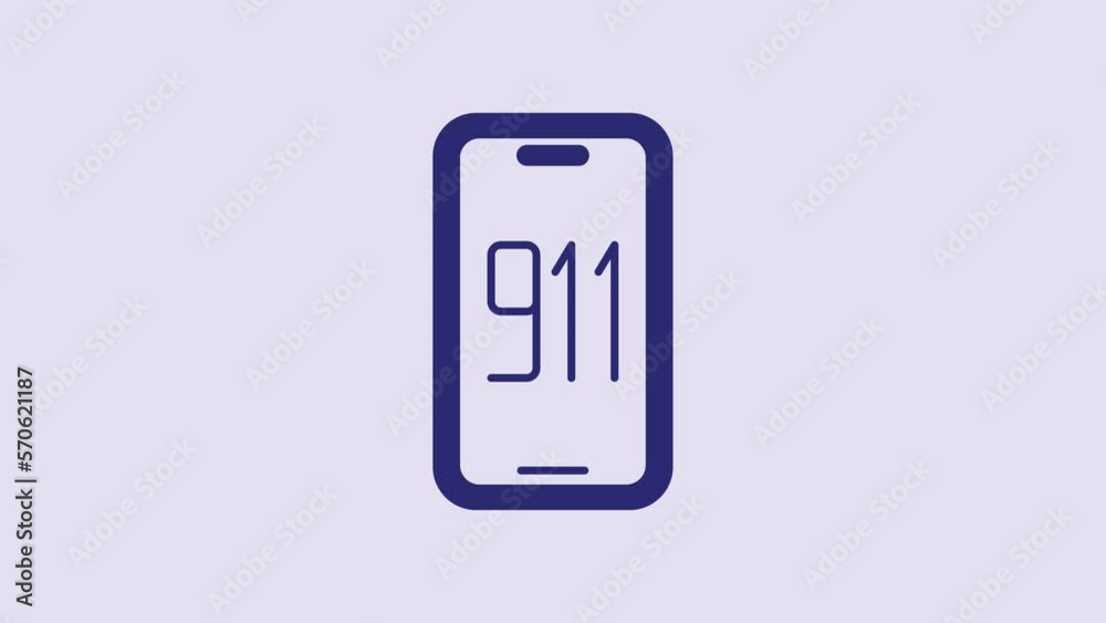 Blue Mobile phone with emergency call 911 icon isolated on purple background. Police, ambulance, fire department, call, phone. 4K Video motion graphic animation Blue Mobile phone with emergency call 911 icon isolated on purple background. Police, ambulance, fire department, call, phone. 4K Video motion graphic animation