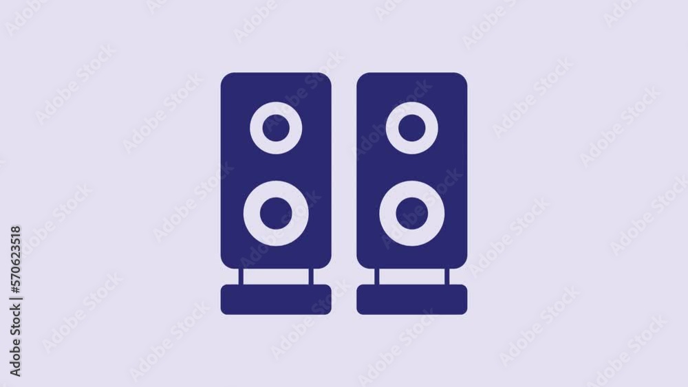 Blue Stereo speaker icon isolated on purple background. Sound system speakers. Music icon. Musical column speaker bass equipment. 4K Video motion graphic animation Blue Stereo speaker icon isolated on purple background. Sound system speakers. Music icon. Musical column speaker bass equipment. 4K Video motion graphic animation