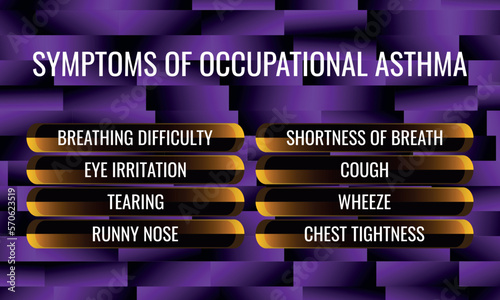 symptoms of Occupational asthma. Vector illustration for medical journal or brochure.
