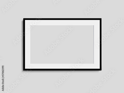 Photo frame. Vector isolated picture frame mockup with shadow on transparent background. Poster frame mockup. Stock vector.