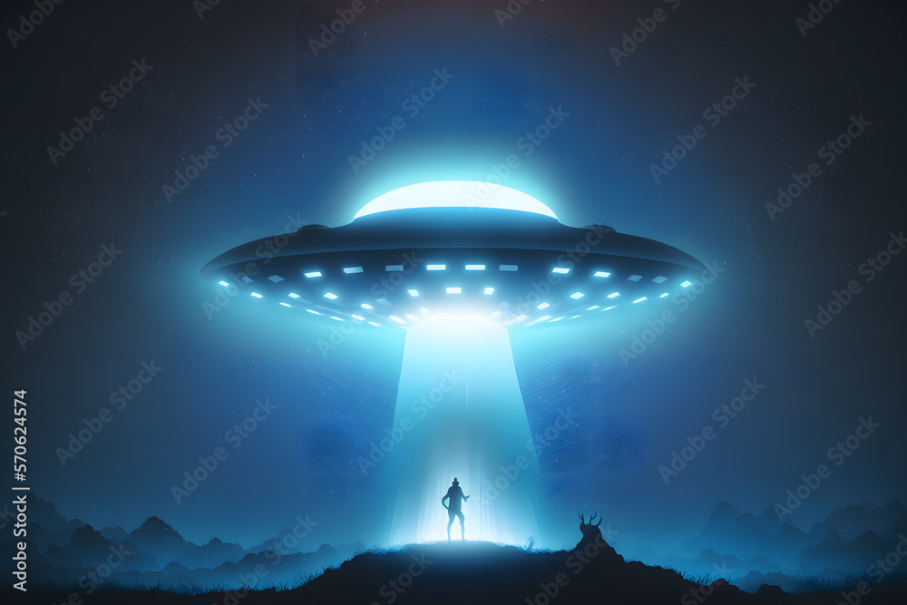 UFO abducts human created with generative AI technology UFO abducts human created with generative AI technology