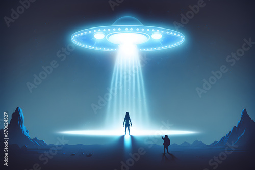 UFO abducts human created with generative AI technology