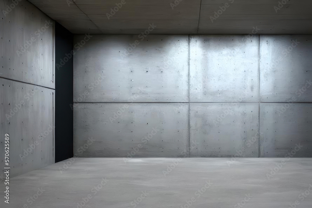 Background, concrete room. AI generative.