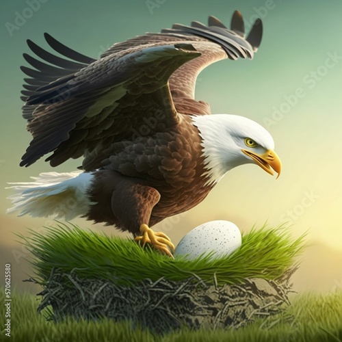 eagle with egg illustration 