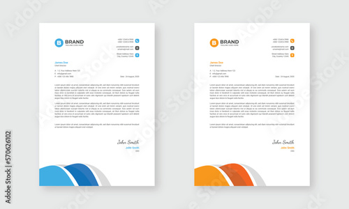 A4 letterhead design for official use of the business. Professional editable letterhead design template. (ID: 570626102)