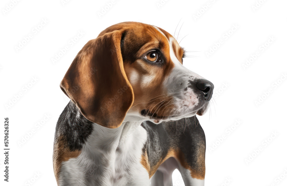 Beagle dog isolated on white, generative ai , PNG	
