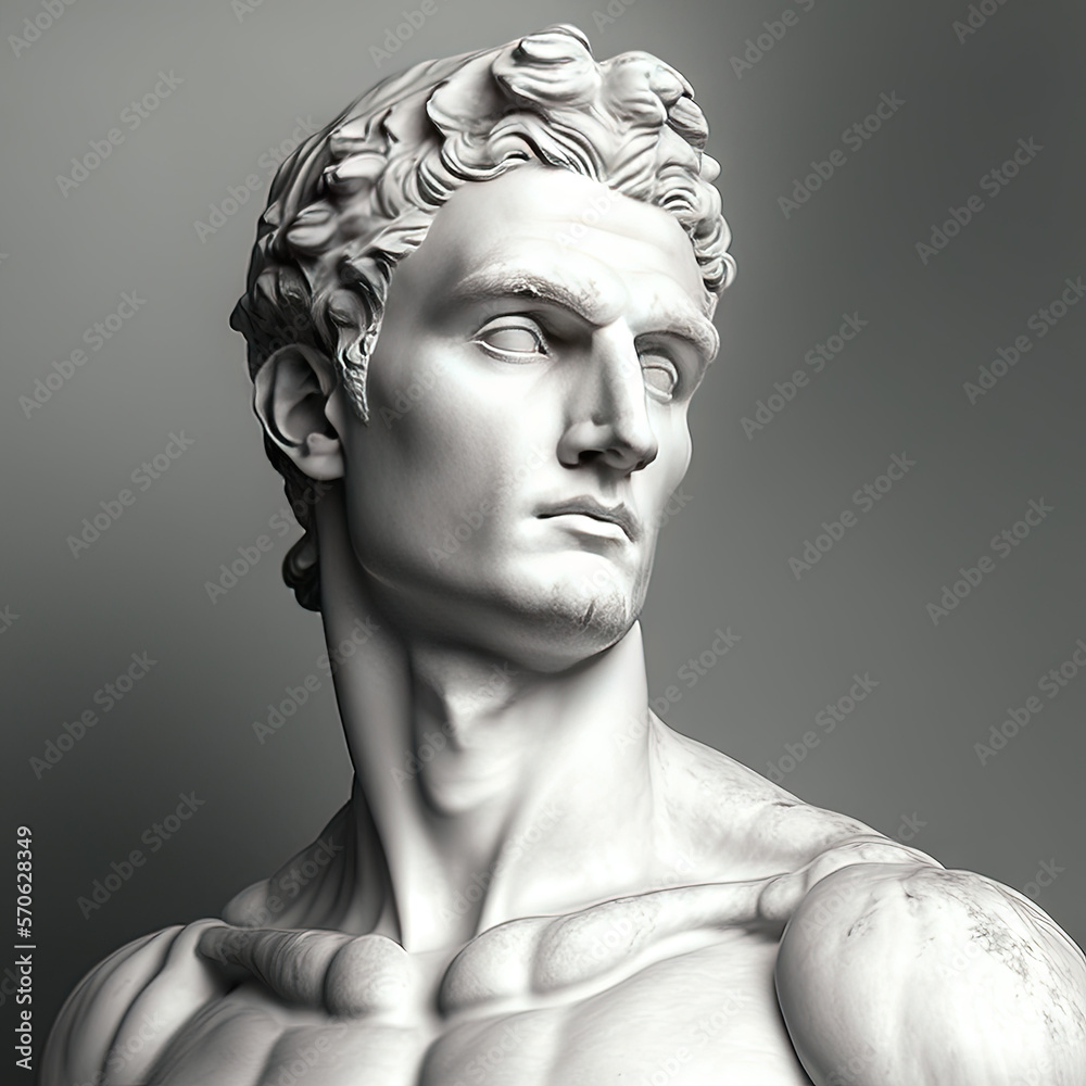 Une statue, sculpture d'une personne grecque stoïcienne en portrait faite  de marbre et de pierre. Stock Illustration | Adobe Stock