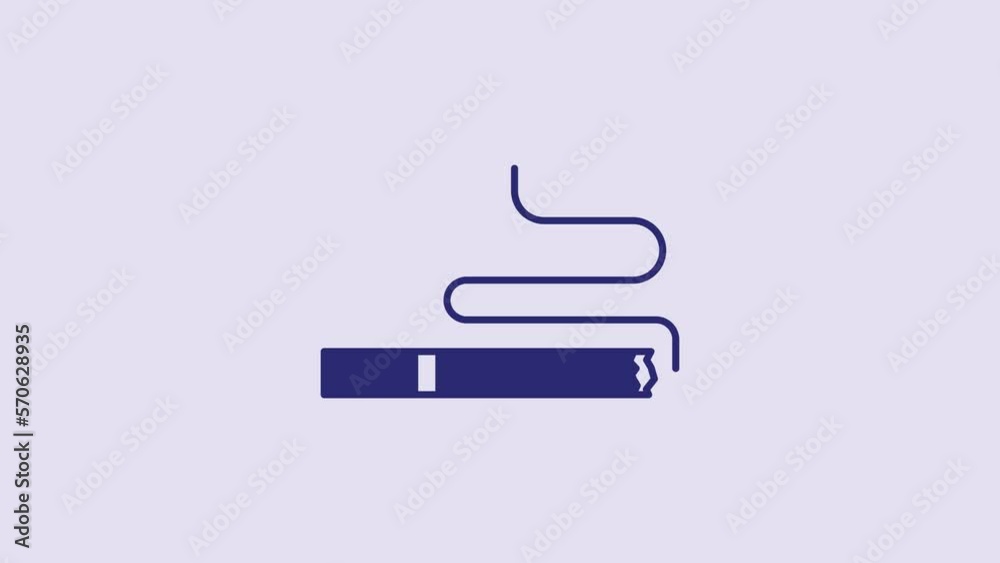 Blue Cigarette icon isolated on purple background. Tobacco sign. Smoking symbol. 4K Video motion graphic animation Blue Cigarette icon isolated on purple background. Tobacco sign. Smoking symbol. 4K Video motion graphic animation