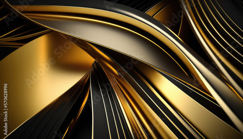 Wallpaper Mural abstract background. intersection of gold and black metal lines. Generative AI Torontodigital.ca