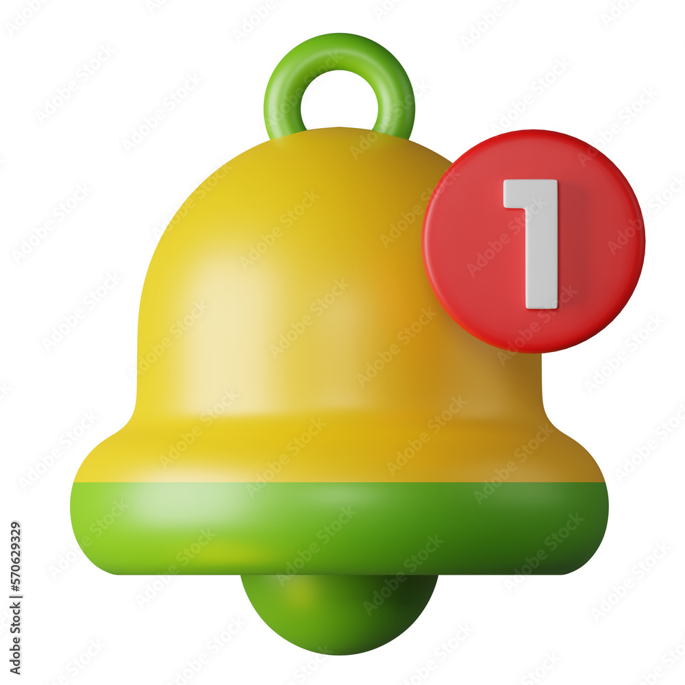 Cute yellow green bell alarm popup notification reminder alert icon sign or symbol on UI social media or website 3D rendering illustration on transparent background Cute yellow green bell alarm popup notification reminder alert icon sign or symbol on UI social media or website 3D rendering illustration on transparent background