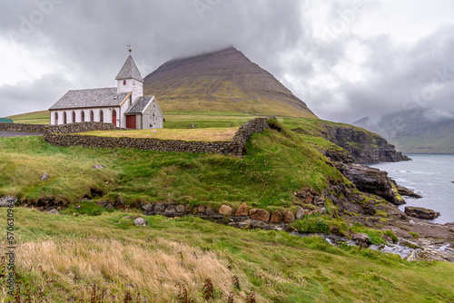La chiesa di Viðareiði, Isole Faroe, Europa