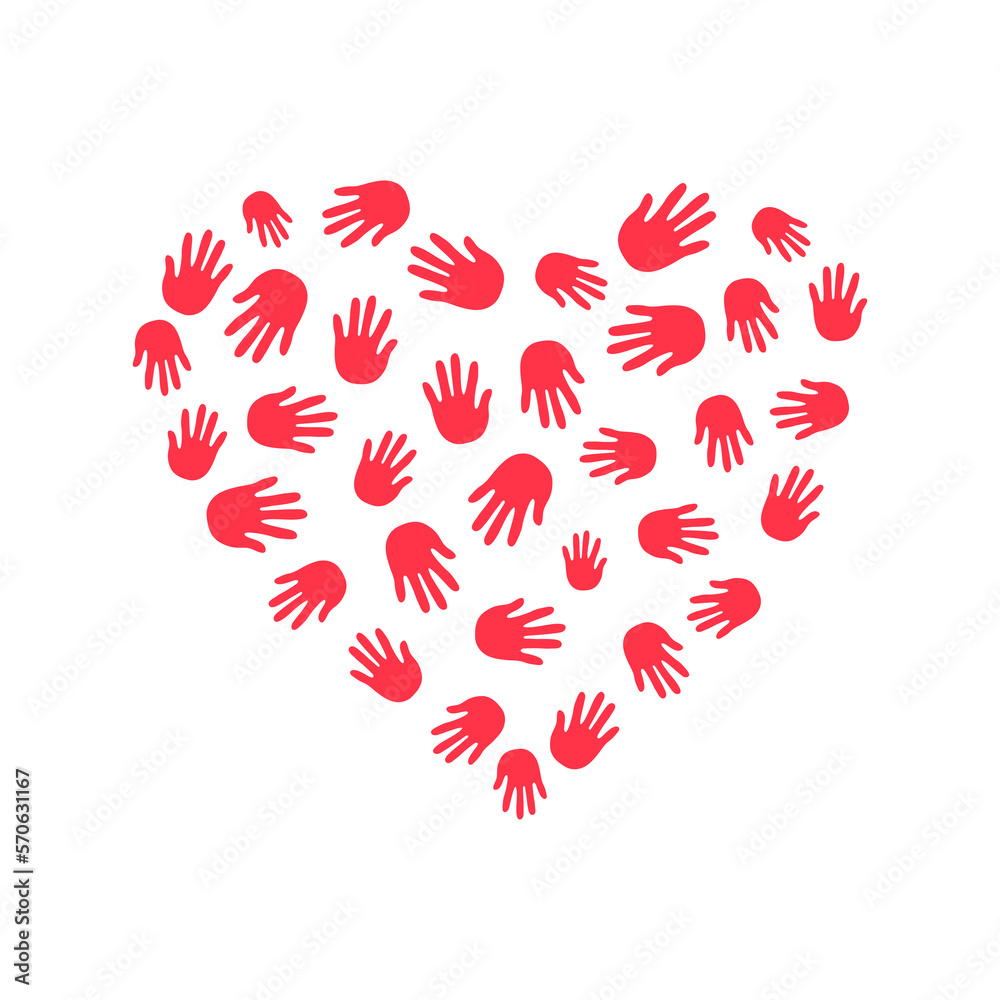 Hands, palms, print. The shape of the heart. Silhouette of the palm ...