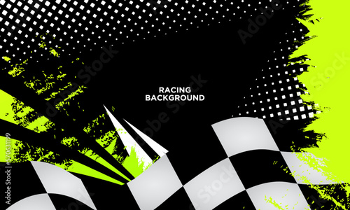 Modern racing design background vector. Trendy racing background template with race flag
