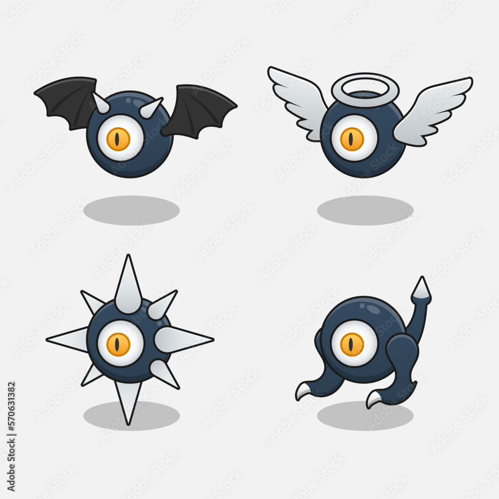 Monster one eye devil design game items vector Monster one eye devil design game items vector