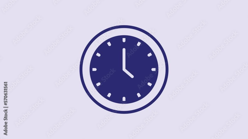 Blue Clock icon isolated on purple background. Time symbol. 4K Video motion graphic animation Blue Clock icon isolated on purple background. Time symbol. 4K Video motion graphic animation