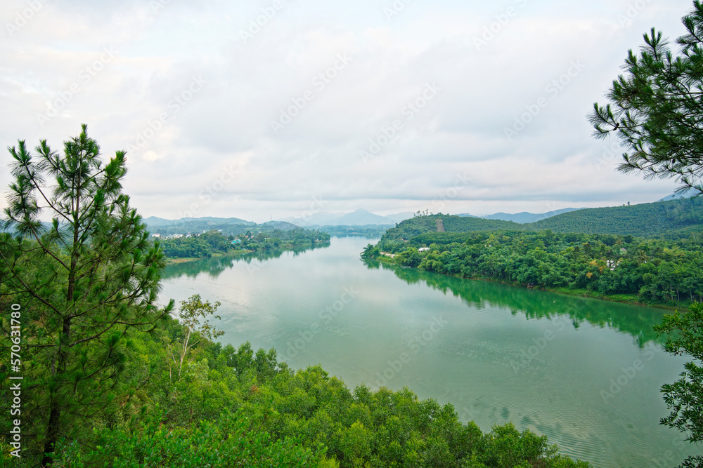 View of Perfume River from Vong Canh Hill in Hue, Vietnam