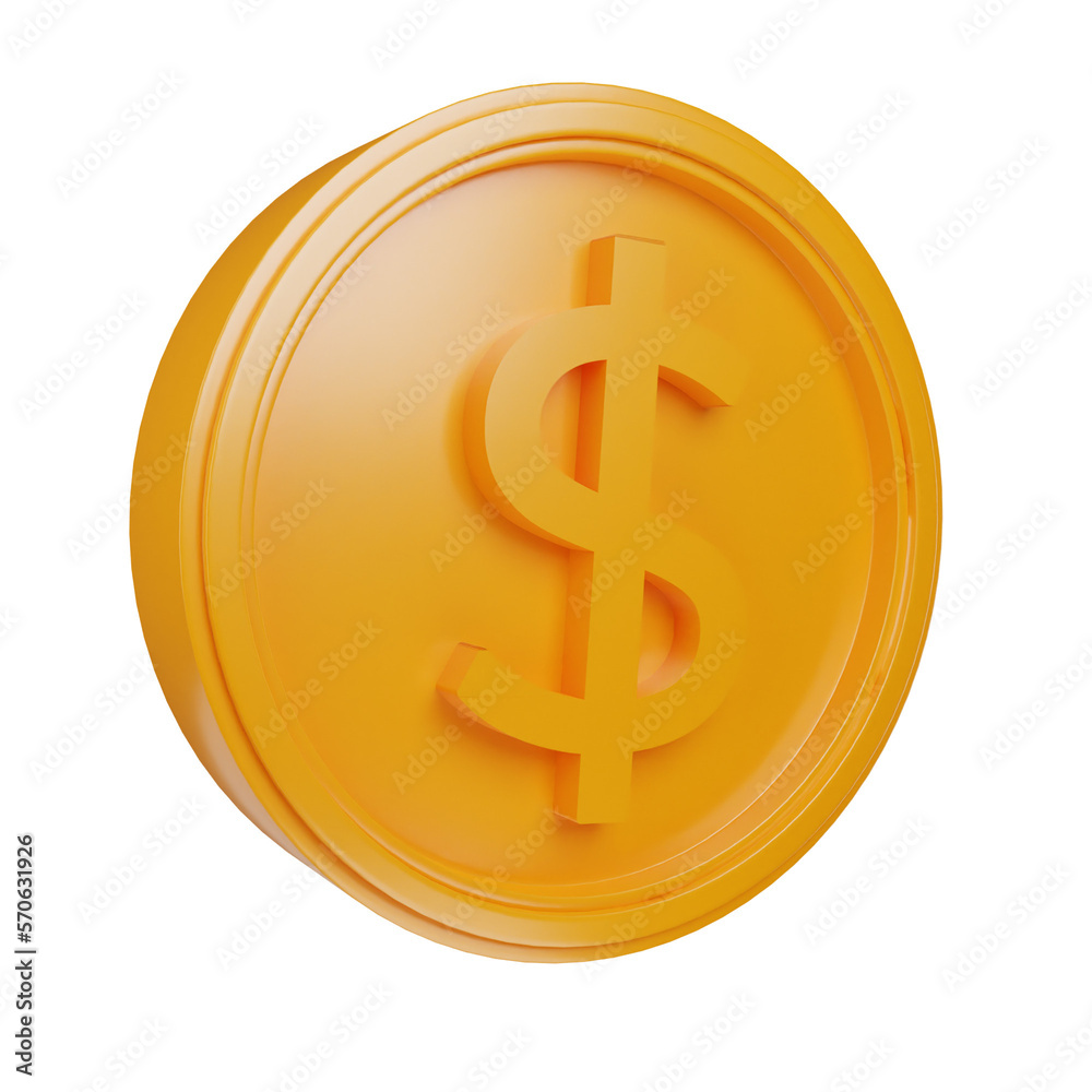 dollar coin 3d render on isolated white background dollar coin 3d render on isolated white background
