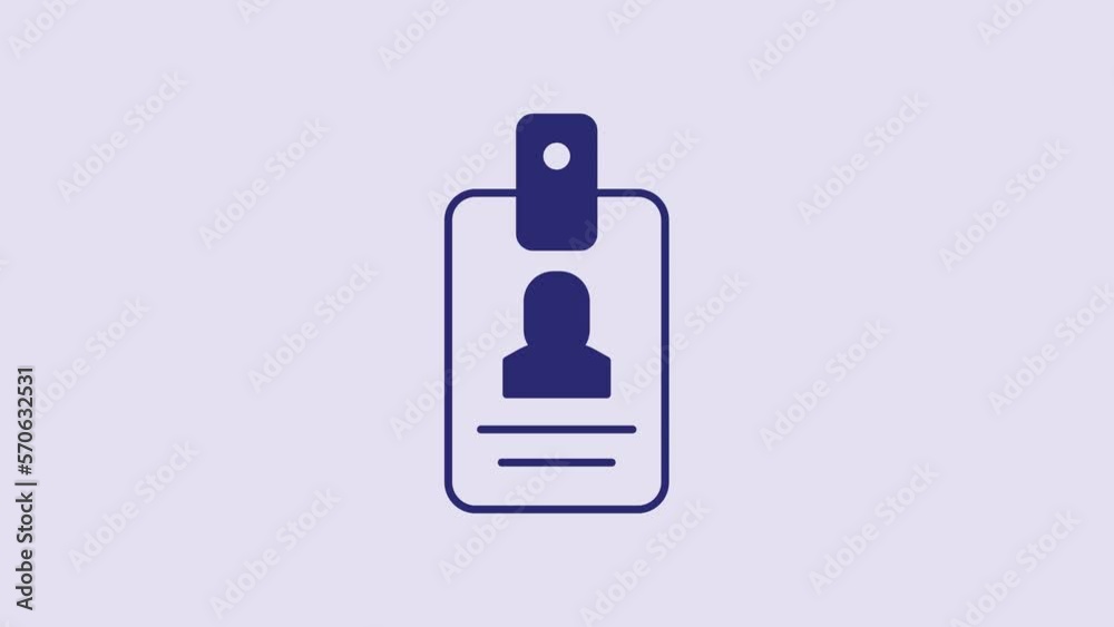 Blue Identification badge icon isolated on purple background. It can be used for presentation, identity of the company, advertising. 4K Video motion graphic animation Blue Identification badge icon isolated on purple background. It can be used for presentation, identity of the company, advertising. 4K Video motion graphic animation