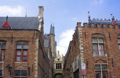 Arch of building of the Brugse Vrije (Liberty of Bruges) - Renaissance Hall on Burg Square in Brugge, Belgium photo