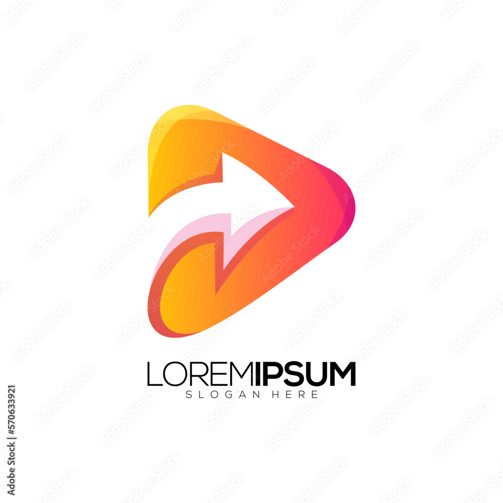 Awesome Play Icon Arrow Premium Logo Vector