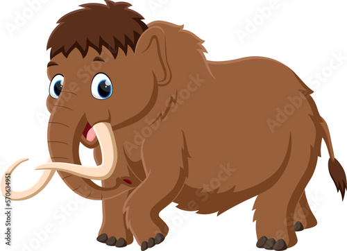 Cartoon baby mammoth isolated on white background