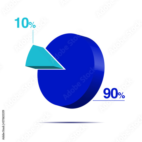ten ninety 10 90 3d Isometric pie chart diagram for business presentation. Vector infographics illustration eps.