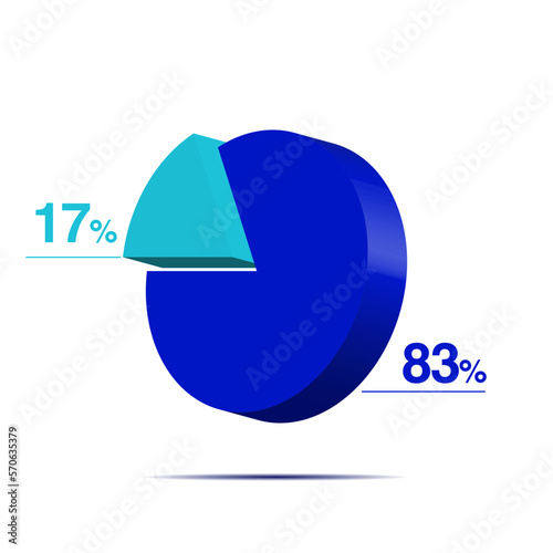 seventeen eighty three 83 17 3d Isometric pie chart diagram for business presentation. Vector infographics illustration eps.
