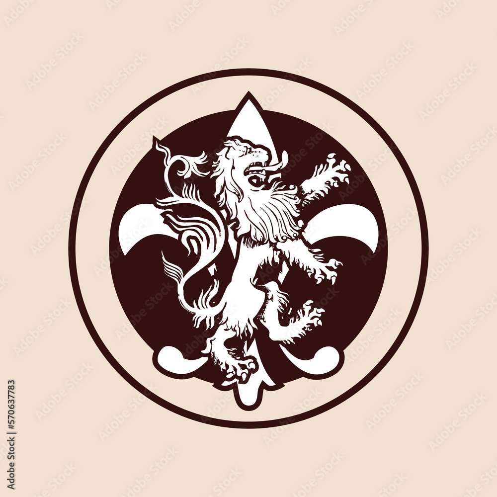 Lion heraldic illustration for logo