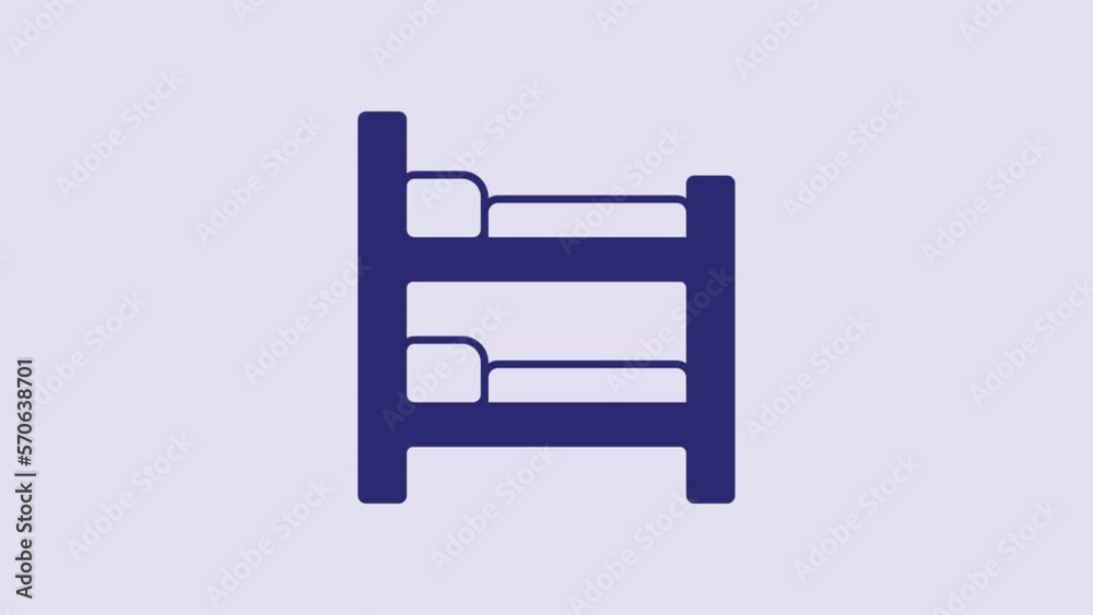 Blue Bunk bed icon isolated on purple background. 4K Video motion graphic animation Blue Bunk bed icon isolated on purple background. 4K Video motion graphic animation