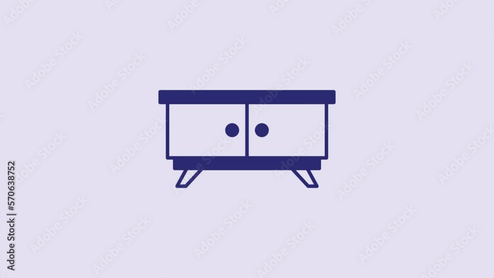 Blue Furniture nightstand icon isolated on purple background. 4K Video motion graphic animation Blue Furniture nightstand icon isolated on purple background. 4K Video motion graphic animation