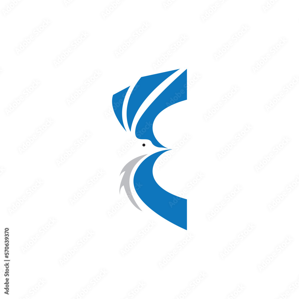 E letter logo template eagle abstract illustration design vector E letter logo template eagle abstract illustration design vector
