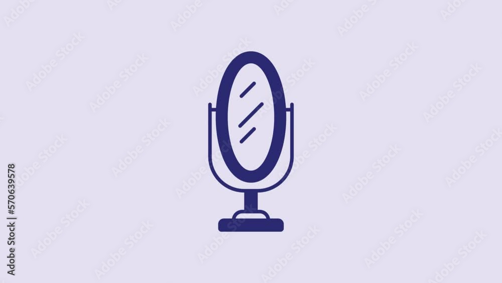 Blue Mirror icon isolated on purple background. 4K Video motion graphic animation Blue Mirror icon isolated on purple background. 4K Video motion graphic animation
