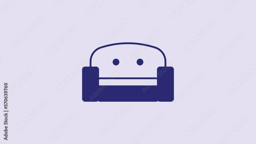Blue Armchair icon isolated on purple background. 4K Video motion graphic animation Blue Armchair icon isolated on purple background. 4K Video motion graphic animation