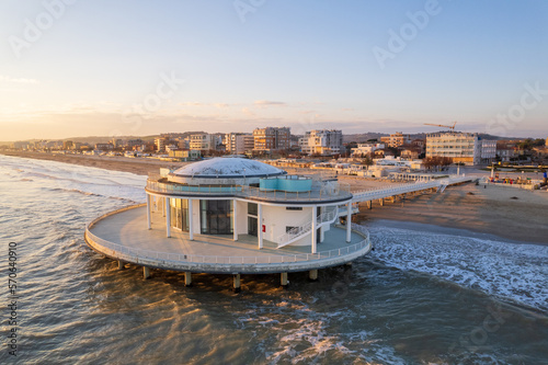 Aerial view of Italian coast in Senigallia town