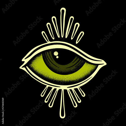 Eye vinttage art Illustration hand drawn style premium vector for tattoo, sticker, logo etc