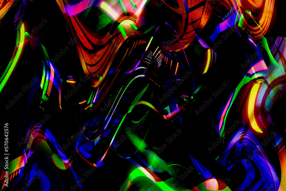 Abstract vibrant neon fluid free distorted dynamic flowing ripple ...