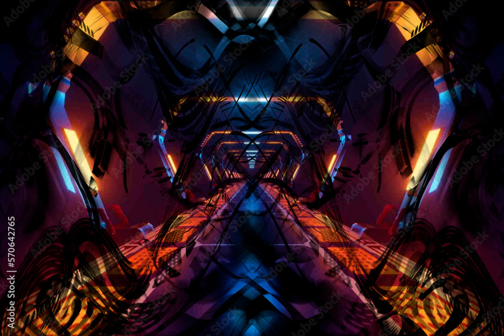 Abstract vibrant neon fluid free distorted dynamic flowing ripple ...