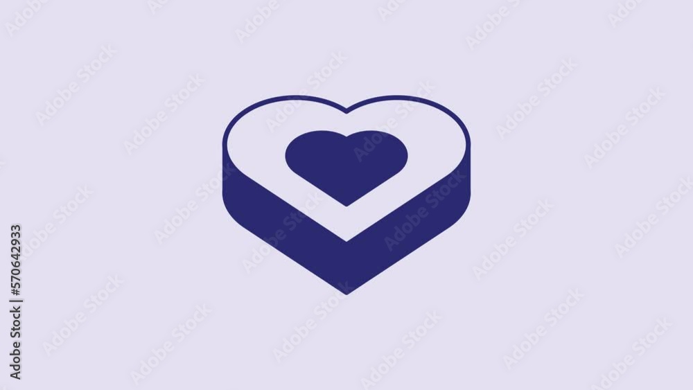 Blue Candy in heart shaped box icon isolated on purple background. Valentines Day. 4K Video motion graphic animation Blue Candy in heart shaped box icon isolated on purple background. Valentines Day. 4K Video motion graphic animation