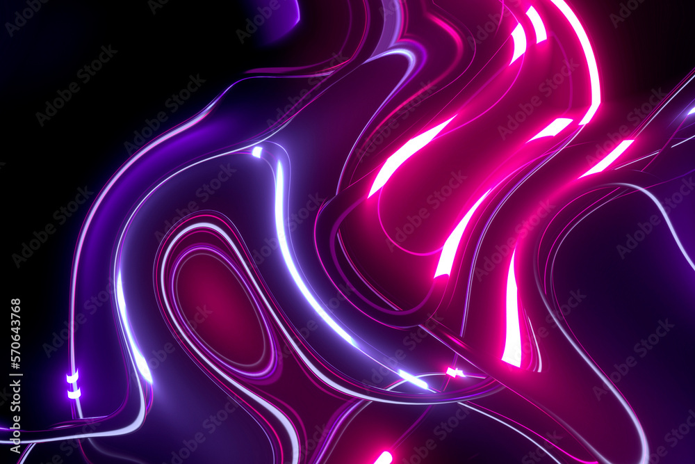 Abstract vibrant neon fluid free distorted dynamic flowing ripple ...
