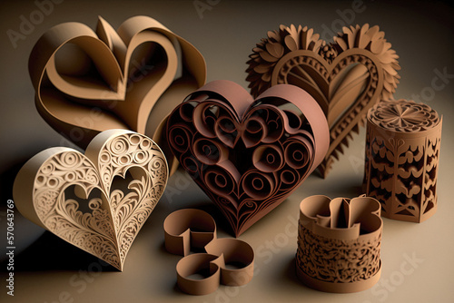 Hand-made chocolate hearts for Valentine's Day