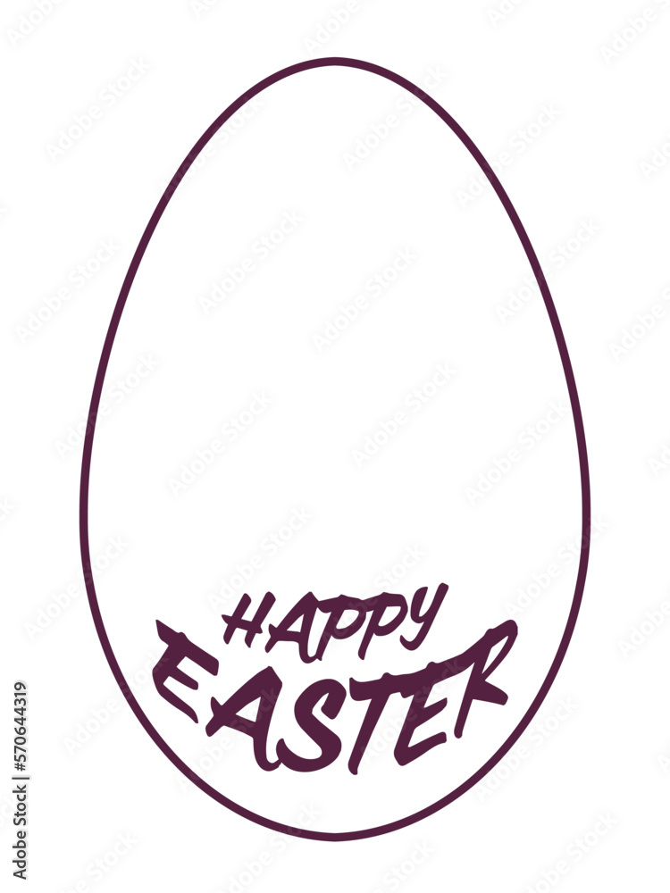 白色の塗りのたまご型の枠にHAPPY EASTERの文字のフレーム素材 白色の塗りのたまご型の枠にHAPPY EASTERの文字のフレーム素材