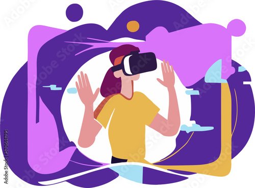 Metaverse technology future 3d concept. VR virtual reality headset with floating objects. 3d vector render with Metaverse futuristic concept