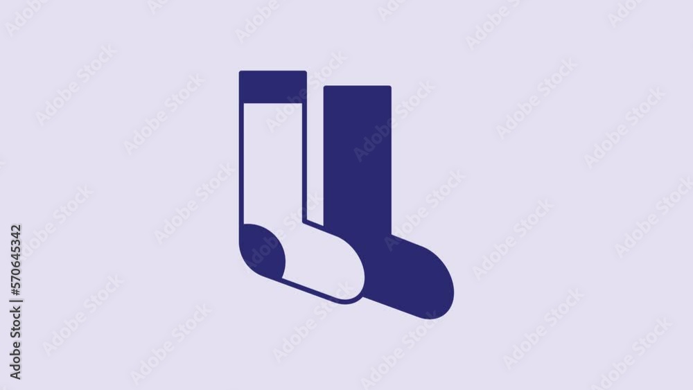Blue Socks icon isolated on purple background. 4K Video motion graphic animation Blue Socks icon isolated on purple background. 4K Video motion graphic animation